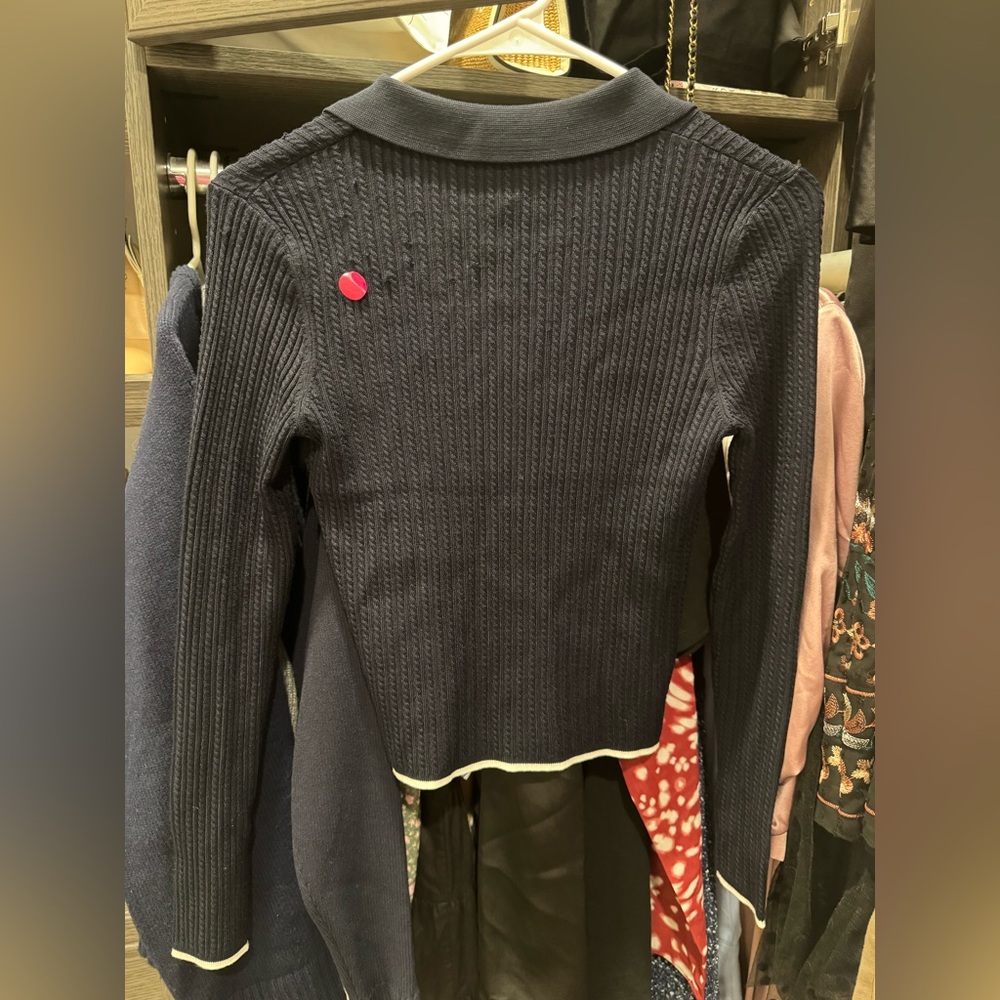 Sandro CROPPED POLO COLLAR CARDIGAN/ Size 0 - Picture 13 of 13